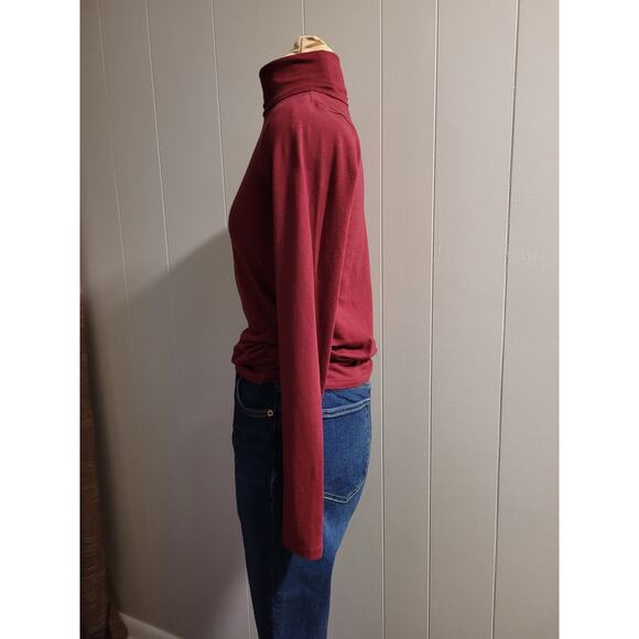 GAP - Women's Burgundy Red Cotton Turtleneck - Picture 4 of 10